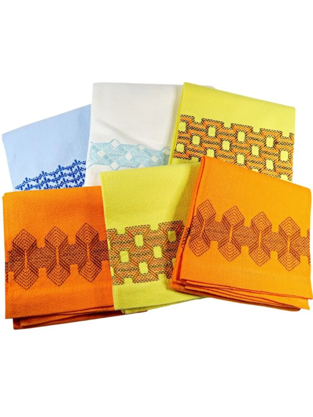 Vintage Huck Weave Dish Towels (Lot of 6) Hope Chest Embroidery 1940s Linens